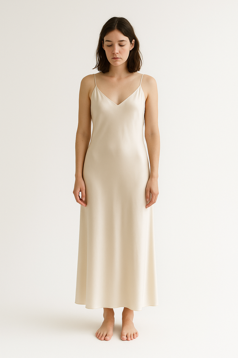 Silk Slip Dress — Ivory