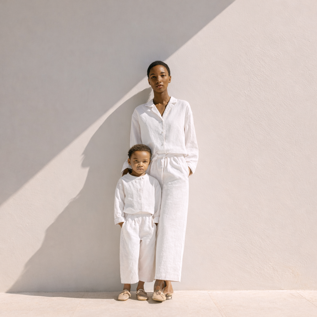Mama + mini linen co-ord white