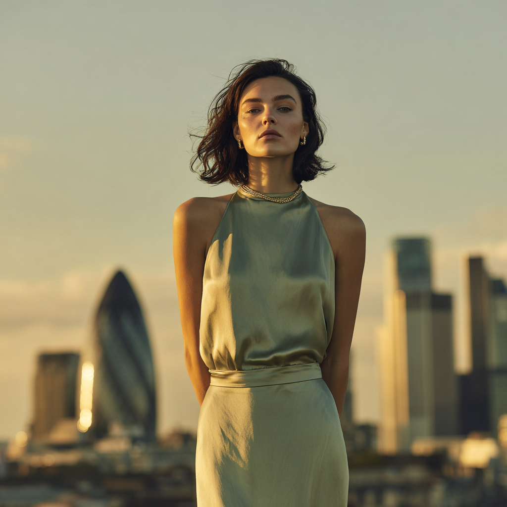 Sage green silk dress