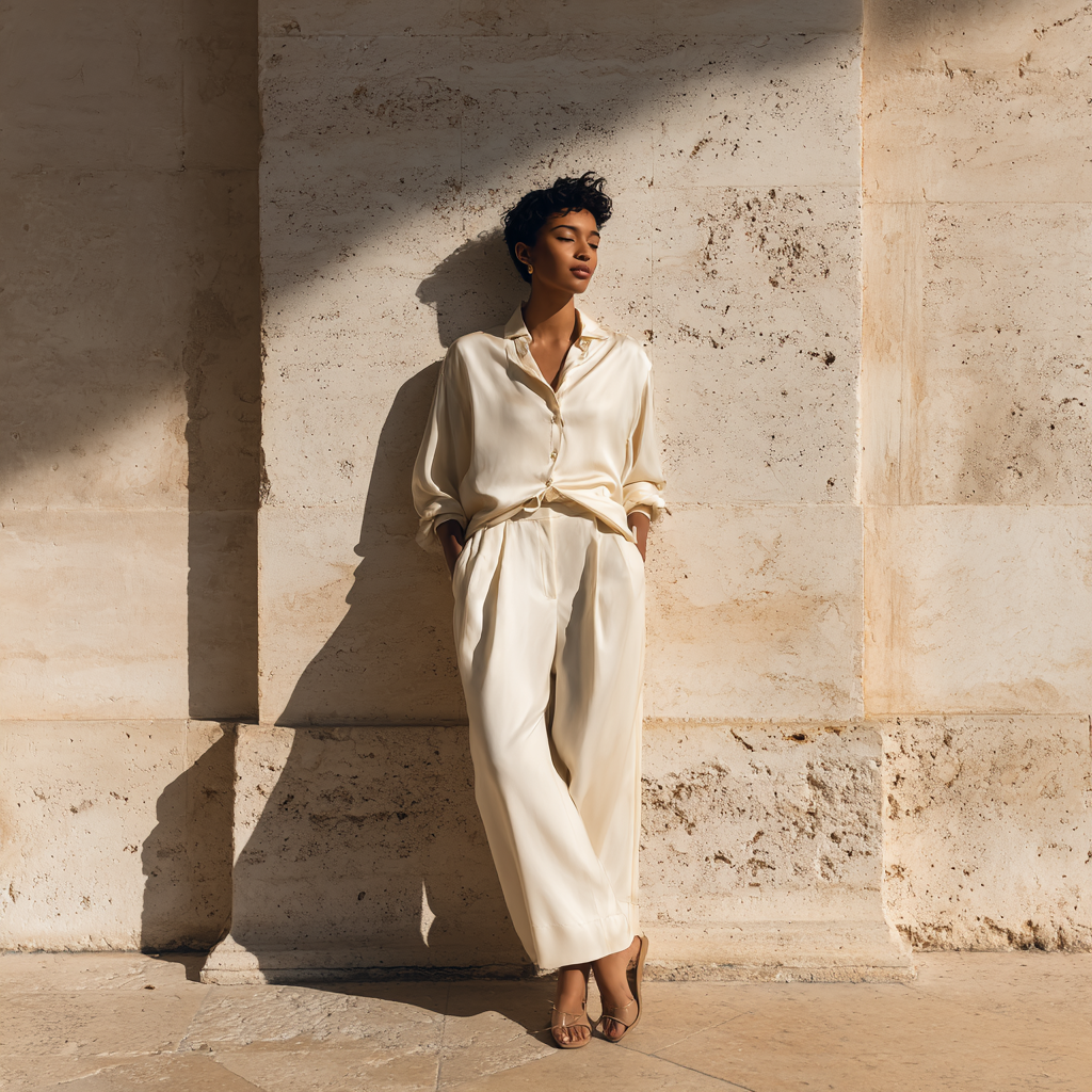 ivory co-ord silk