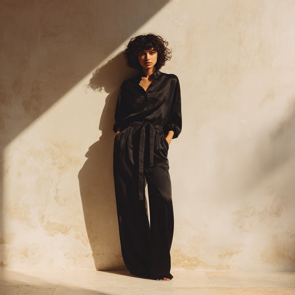 Black silk co-ord set