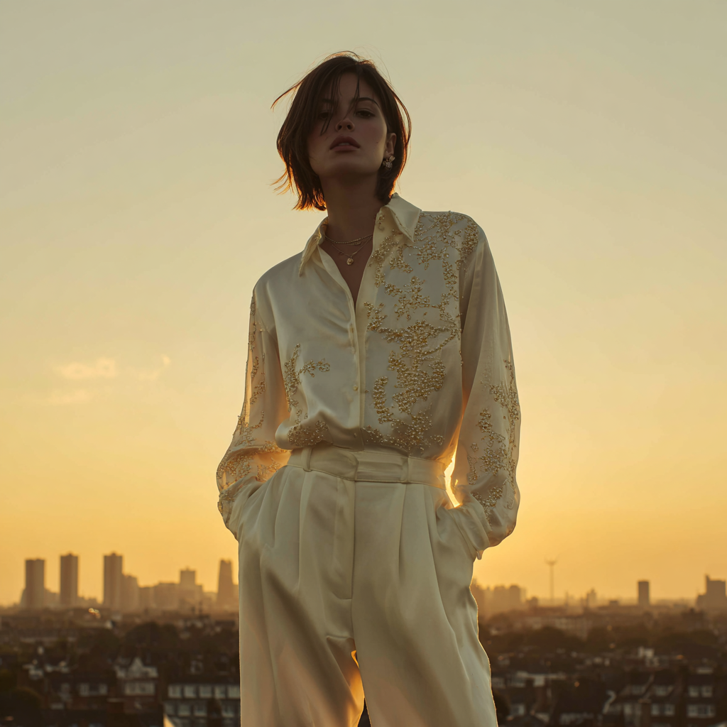 Ivory silk co-ord set